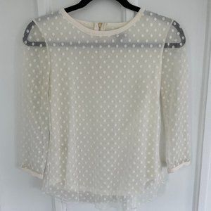 Ann Taylor Mesh Polka Dot Blouse | Color: White/Cream | Size: XS